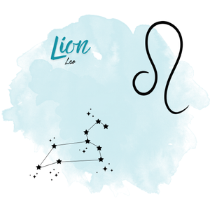 Constellation du Lion – symbole astrologique Leo, illustration astrologie avec nom en français et latin.