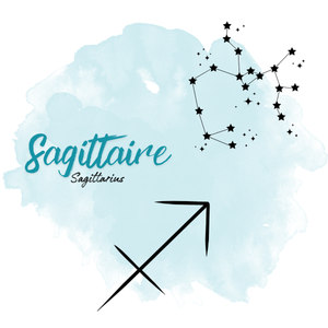Constellation du Sagittaire – symbole astrologique Sagittarius, illustration astrologie avec nom en français et latin.