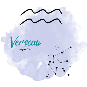 Constellation du Verseau – symbole astrologique Aquarius, illustration astrologie avec nom en français et latin.