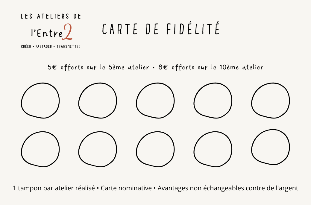 Carte Fidélité des Ateliers de l'Entre 2